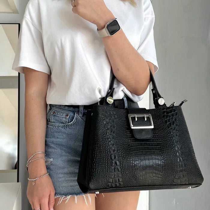 NEW! CLASSY ITALIAN LEATHER CROCO HANDBAG