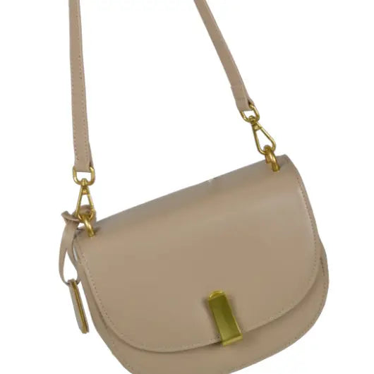 NEW! IT802 ITALIAN BLUSH LEATHER SADDLE CROSSBODY BAG NICE