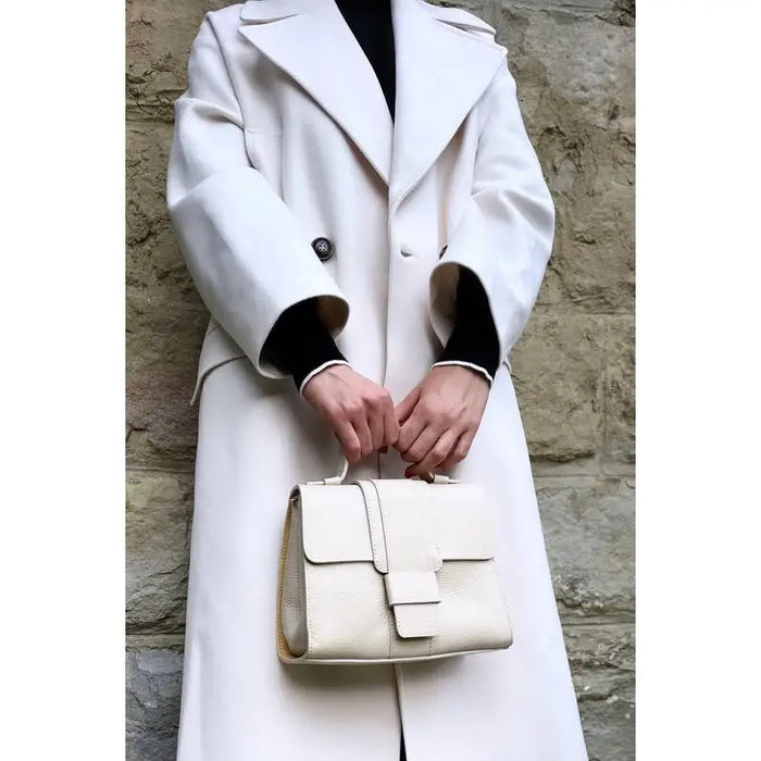 NEW! LCELCR ITALIAN CREAM ELEGANT STRUCTURED HANDBAG TOP HANDLE