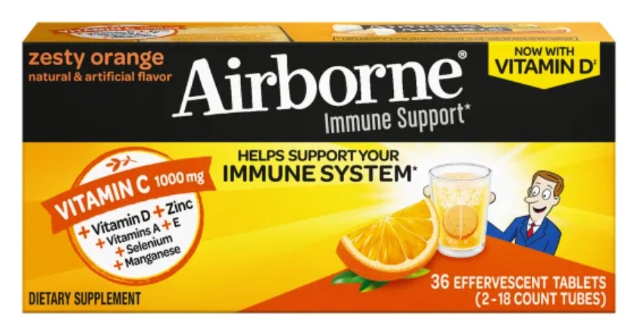 AIRBORNE IMMUNE SUPPORT, 36 EFFERVESCENT TABLETS