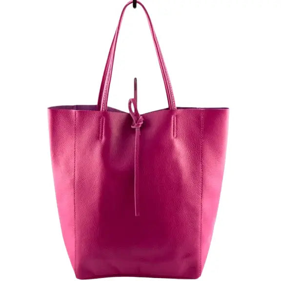 NEW! D02 HOT PINK ITALIAN BASIC LEATHER TOTE BAG