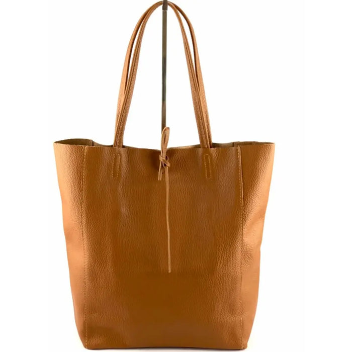 NEW! D17 CAMEL ITALIAN BASIC LEATHER TOTE BAG