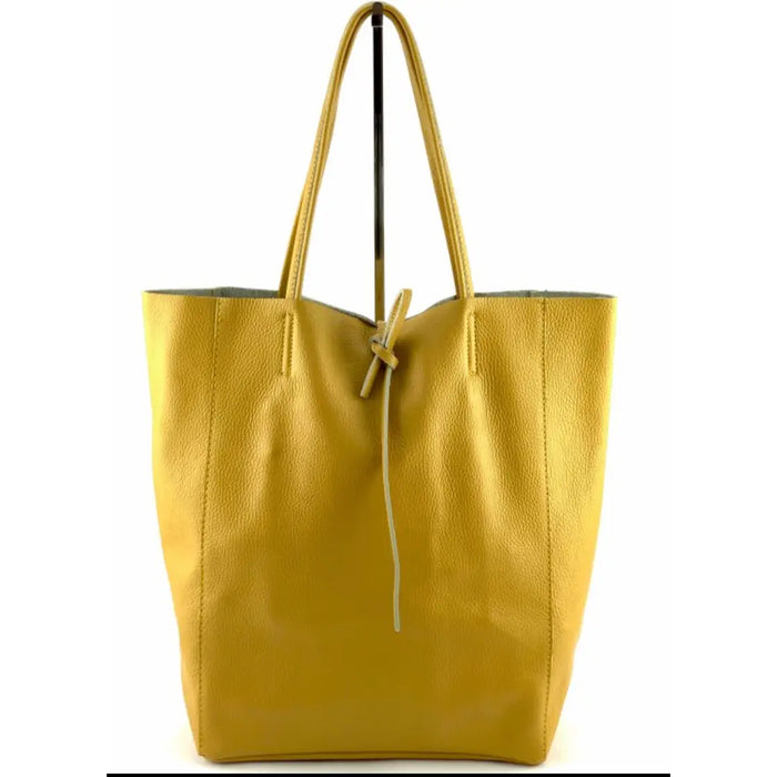 NEW! D36 ITALIAN BASIC MUSTARD LEATHER TOTE BAG
