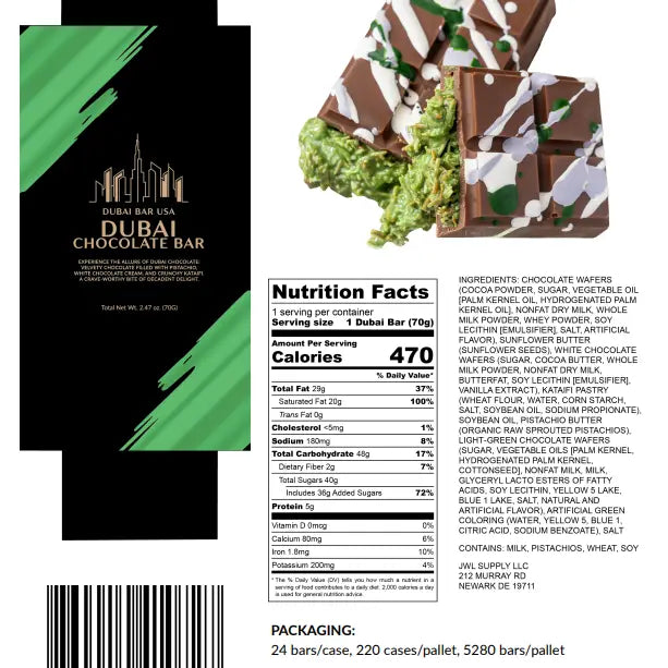 DUBAI BAR – PISTACHIO, CASE OF 24