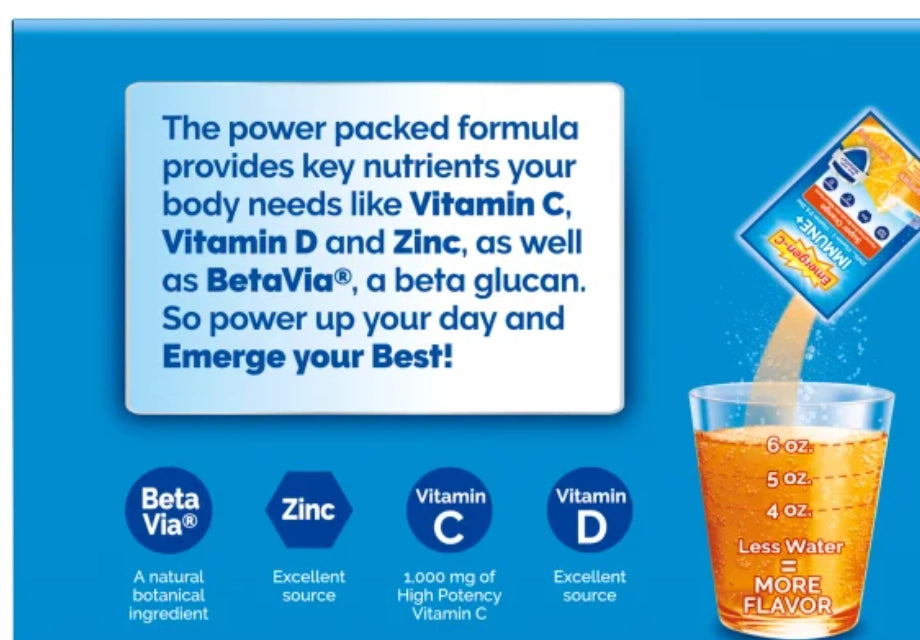 EMERGEN-C IMMUNE+ 1000 MG VITAMIN C + VITAMIN D & ZINC, 90 PACKETS