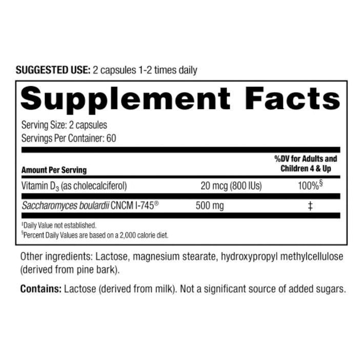 FLORASTOR DAILY PROBIOTIC WITH VITAMIN D3, 120 VEGETARIAN CAPSULES