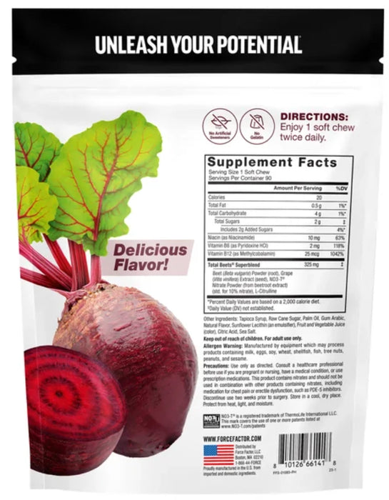 FORCE FACTOR TOTAL BEETS CHEWS, 90 SOFT CHEWS