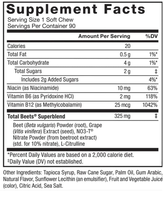 FORCE FACTOR TOTAL BEETS CHEWS, 90 SOFT CHEWS