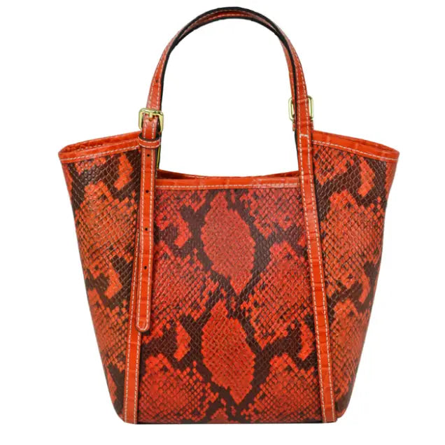 NEW! IT7O ITALIAN ORANGE LEATHER SNAKE PRINTED CROSSBODY BAG