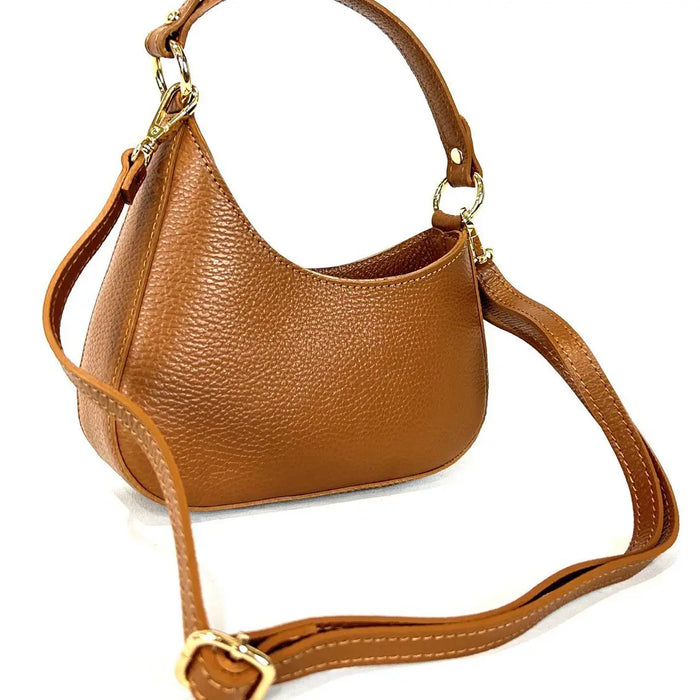 NEW! ITALIAN BAGUETTE CAMEL LEATHER CROSSBODY BAG