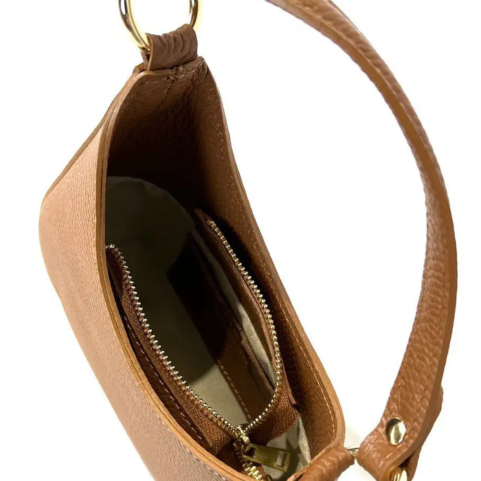 NEW! ITALIAN BAGUETTE CAMEL LEATHER CROSSBODY BAG