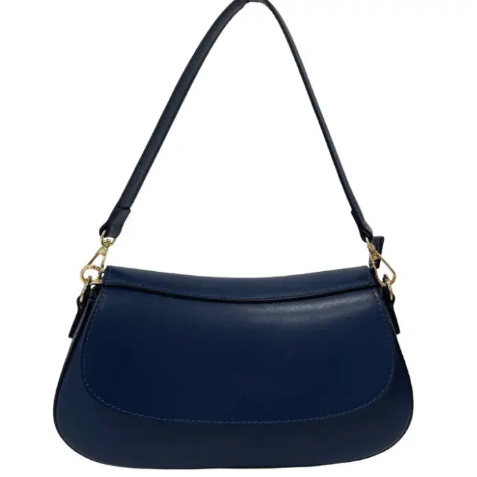 NEW! ITBANA ITALIAN STYLISH NAVY LEATHER SATCHEL