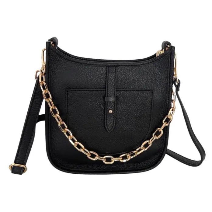NEW! ITHERBL ITALIAN CHIC BLACK LEATHER CROSSBODY BAG