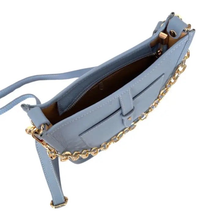 NEW! ITHERBL ITALIAN CHIC BLUE LEATHER CROSSBODY BAG