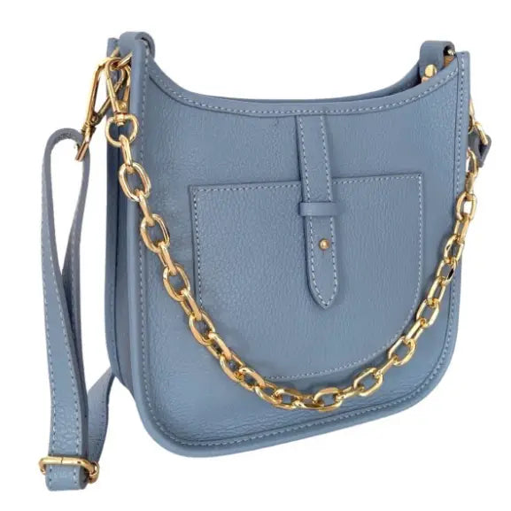NEW! ITHERBL ITALIAN CHIC BLUE LEATHER CROSSBODY BAG