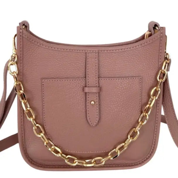 NEW! ITHERPI ITALIAN CHIC PINK LEATHER CROSSBODY BAG