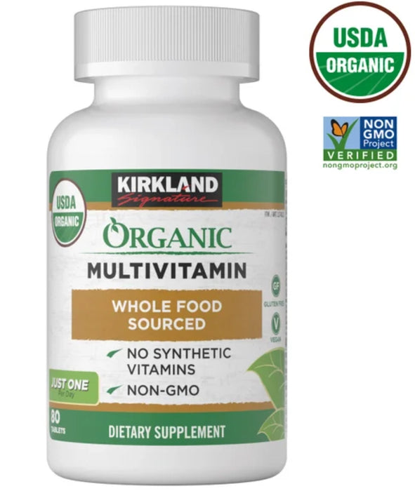 KIRKLAND SIGNATURE USDA ORGANIC MULTIVITAMIN, 80 COATED TABLETS