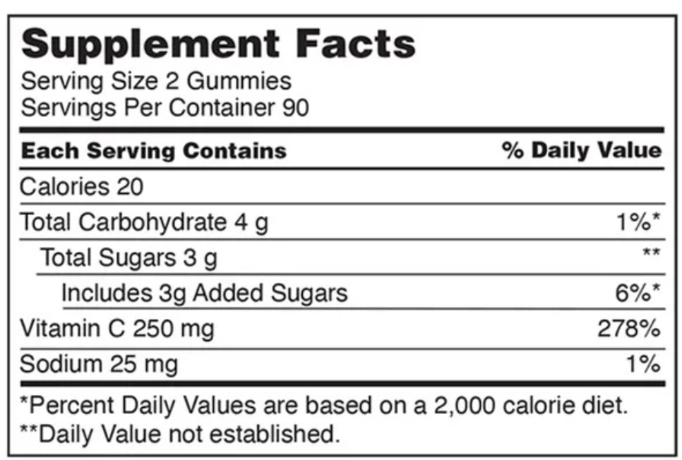 KIRKLAND SIGNATURE VITAMIN C 250 MG, 360 ADULT GUMMIES, 2-PACK