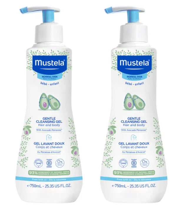 MUSTELA BABY GENTLE CLEANSING GEL - BABY HAIR & BODY WASH TEAR-FREE FORMULA, 25.35 FL OZ - 2 PACKS