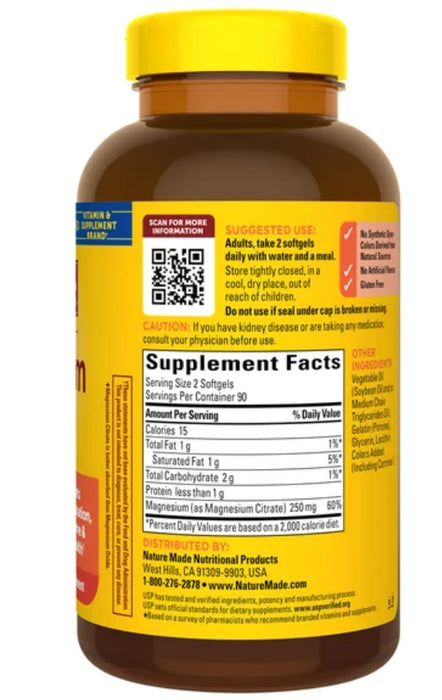 NATURE MADE MAGNESIUM CITRATE 250 MG, 180 SOFTGELS