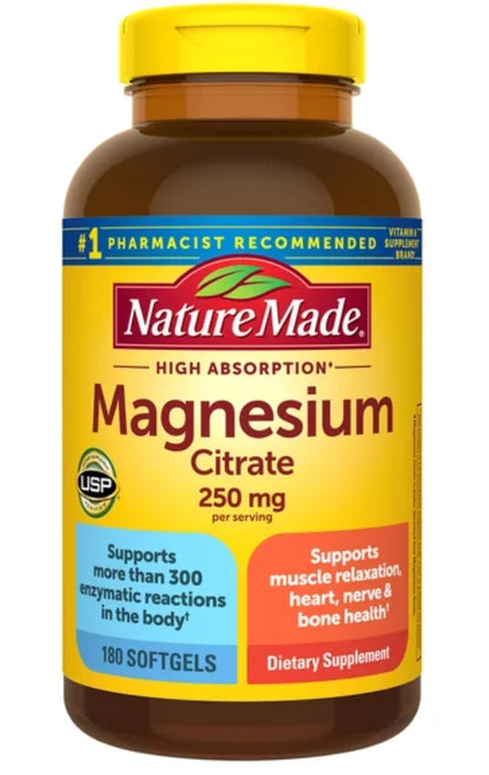 NATURE MADE MAGNESIUM CITRATE 250 MG, 180 SOFTGELS