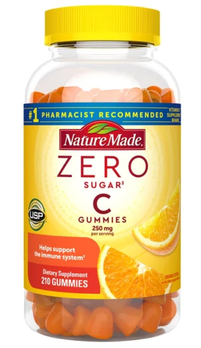 NATURE MADE ZERO SUGAR VITAMIN C GUMMIES 250 MG., 210 GUMMIES