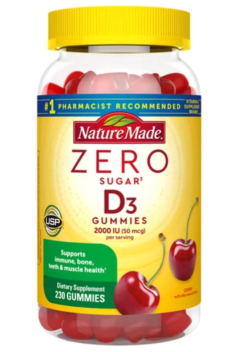 NATURE MADE ZERO SUGAR VITAMIN D3 GUMMIES 50 MCG., 230 GUMMIES