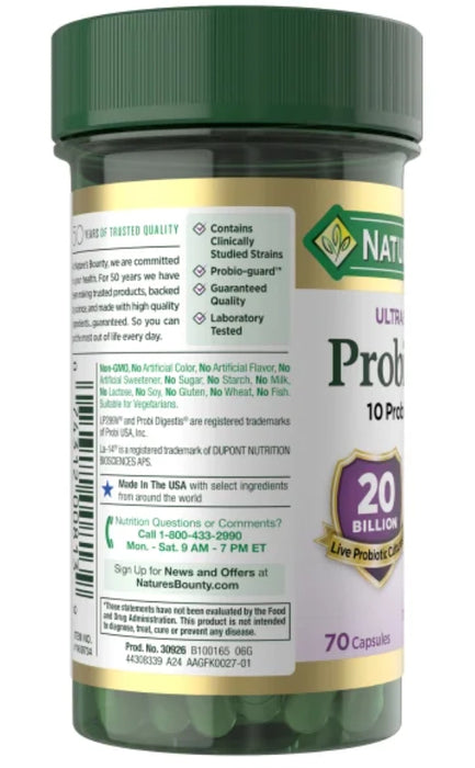 NATURE'S BOUNTY ULTRA STRENGTH PROBIOTIC 10, 70 CAPSULES