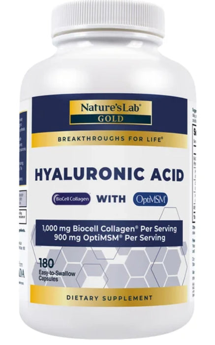 NATURE'S LAB HYALURONIC ACID WITH BIOCELL COLLAGEN, 180 CAPSULES
