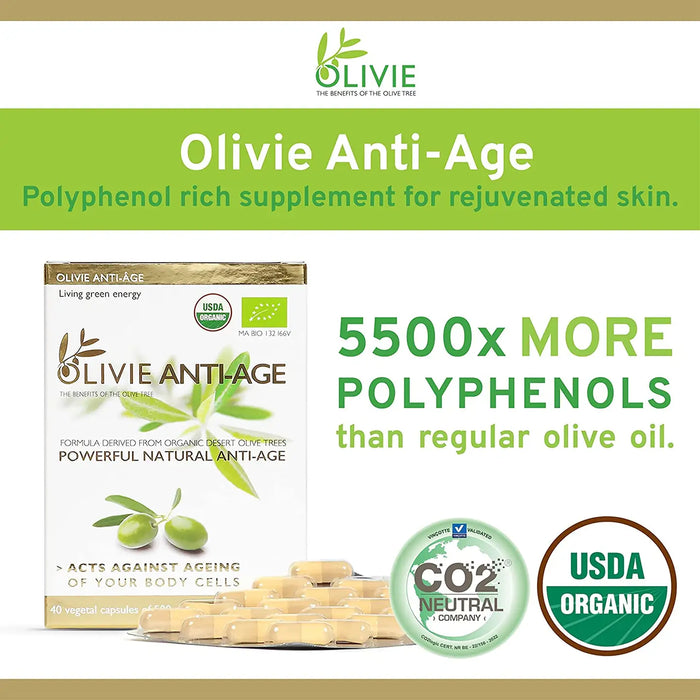 OLIVIE ANTI AGE ORGANIC ANTIOXIDANT POLYPHENOLS | 40 CAPSULES - CASE OF 2