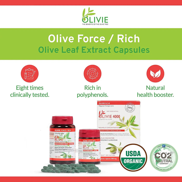 OLIVIE FORCE ORGANIC OLIVE LEAF EXTRACT | RICH IN POLYPHENOL - CASE OF 2