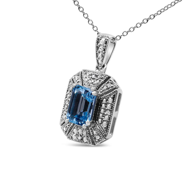 .925 STERLING SILVER TOPAZ & DIAMOND ACCENT PENDANT NECKLACE