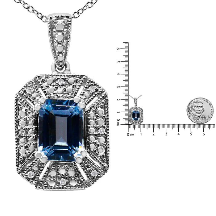 .925 STERLING SILVER TOPAZ & DIAMOND ACCENT PENDANT NECKLACE