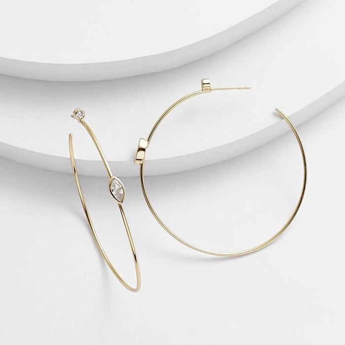 MARQUISE DIAMONETTE HOOP EARRINGS - YELLOW GOLD