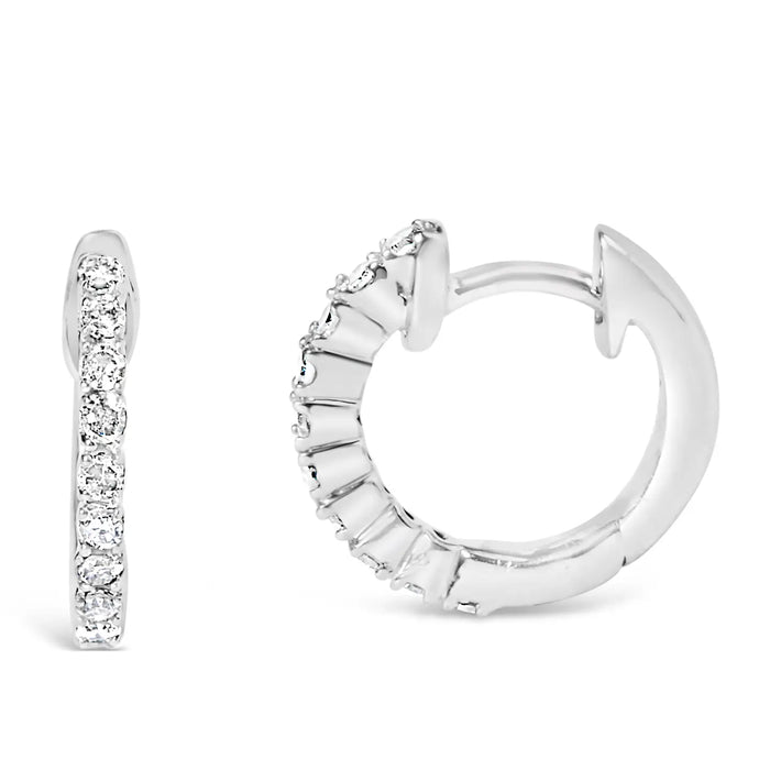 .925 STERLING SILVER 1/6 CARAT DIAMOND PETITE HOOP EARRINGS