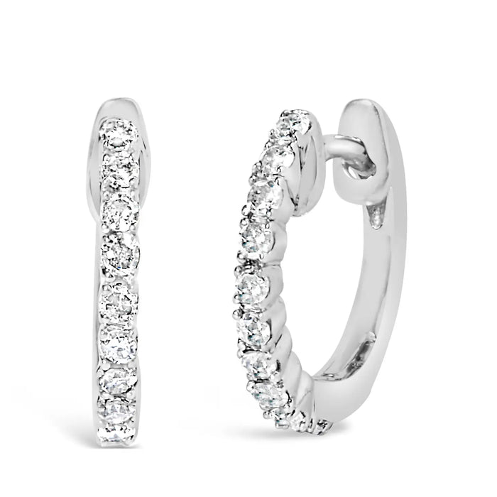 .925 STERLING SILVER 1/6 CARAT DIAMOND PETITE HOOP EARRINGS
