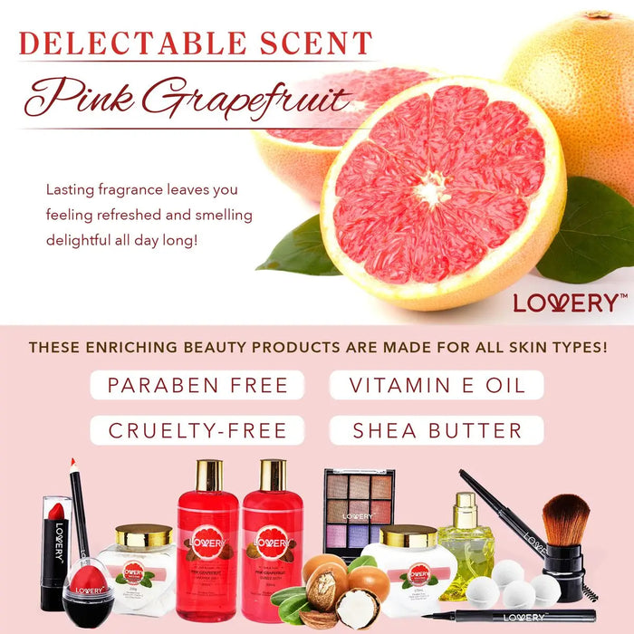 BATH & BODY GIFT BASKET - PINK GRAPEFRUIT COSMETIC - 30PC