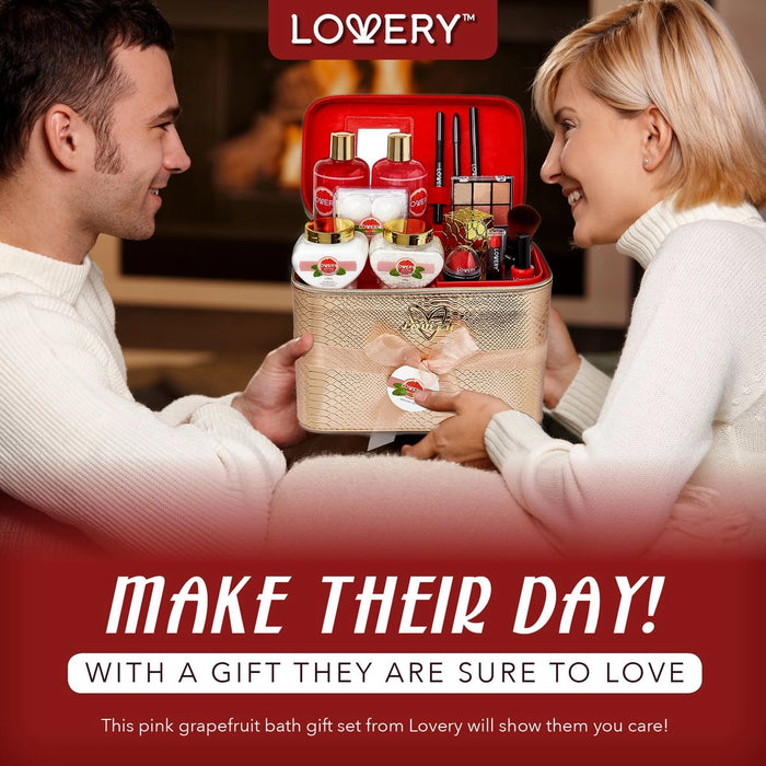 BATH & BODY GIFT BASKET - PINK GRAPEFRUIT COSMETIC - 30PC