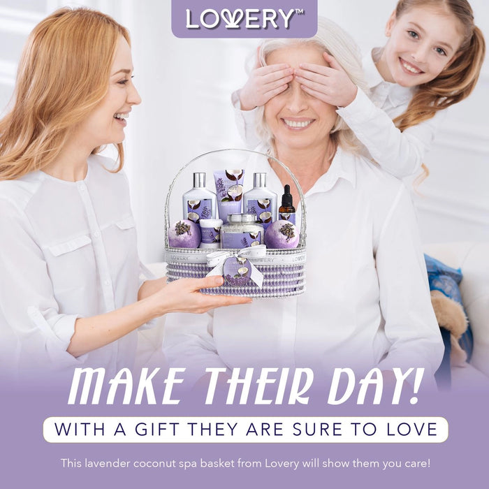 HOME SPA GIFT SET - HANDMADE PEARL BASKET, LAVENDER COCONUT