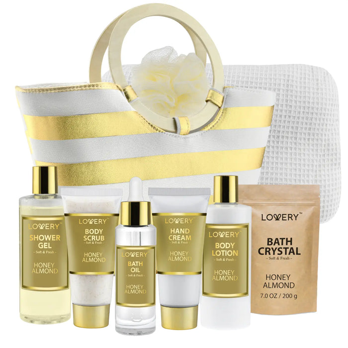 SPA KIT GIFT SET - HONEY ALMOND SCENT IN GIFT-READY TOTE BAG