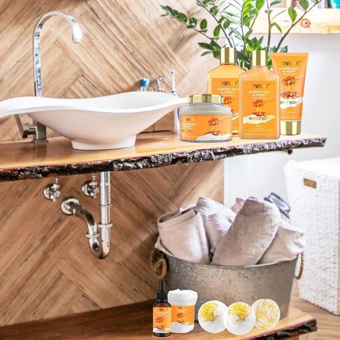 GIFT BASKET – 10PC ALMOND MILK & HONEY BEAUTY & PERSONAL SET