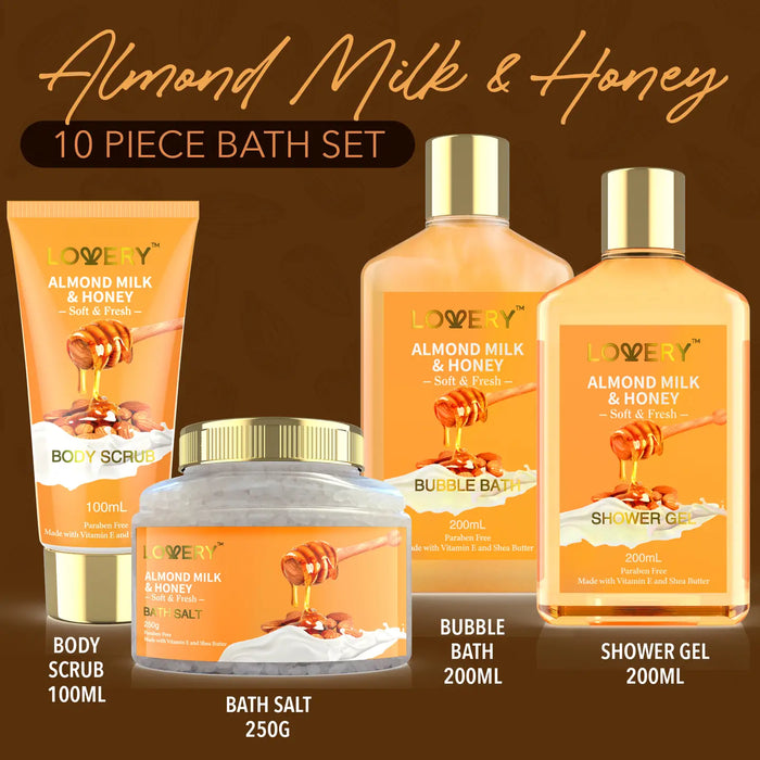 GIFT BASKET – 10PC ALMOND MILK & HONEY BEAUTY & PERSONAL SET