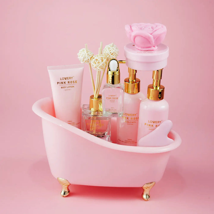 LUXURY PINK ROSE BATH AND BODY SET, 18PC BIRTHDAY SPA KIT