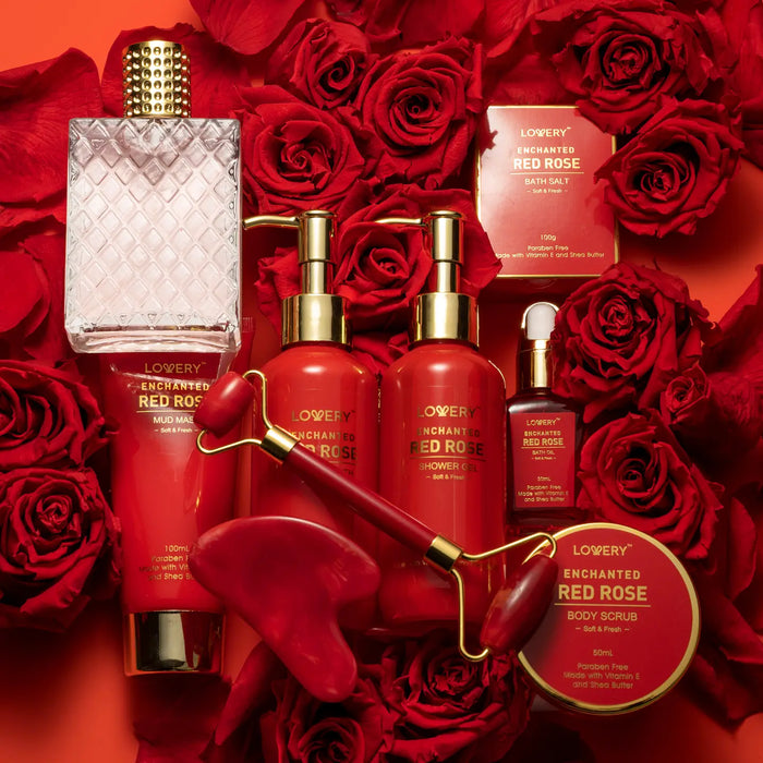 VALENTINE GIFT SET, 11PC RED ROSE BATH AND BODY CARE SET