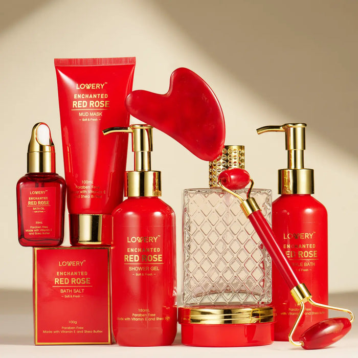 VALENTINE GIFT SET, 11PC RED ROSE BATH AND BODY CARE SET