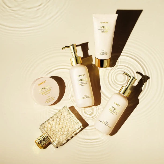 LUXURY SPA KIT PREMIUM VANILLA BATH AND BODY IN LEATHER BAG