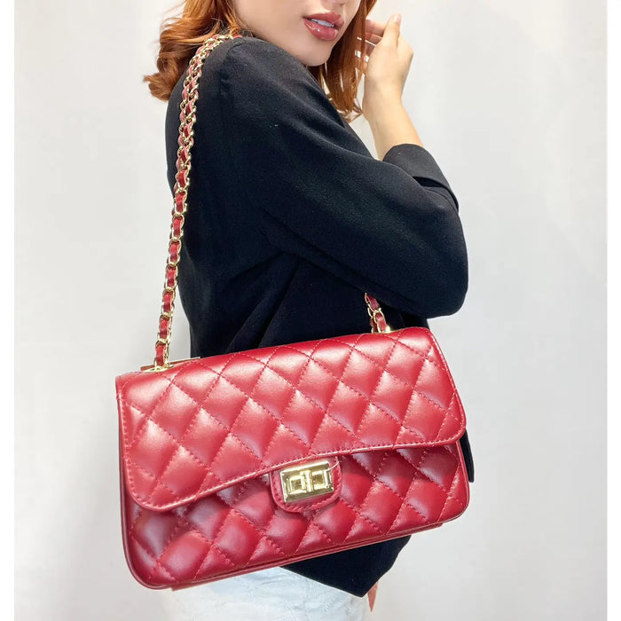 NEW! IMMA DIAMOND STITCHED MEDIUM HANDBAG