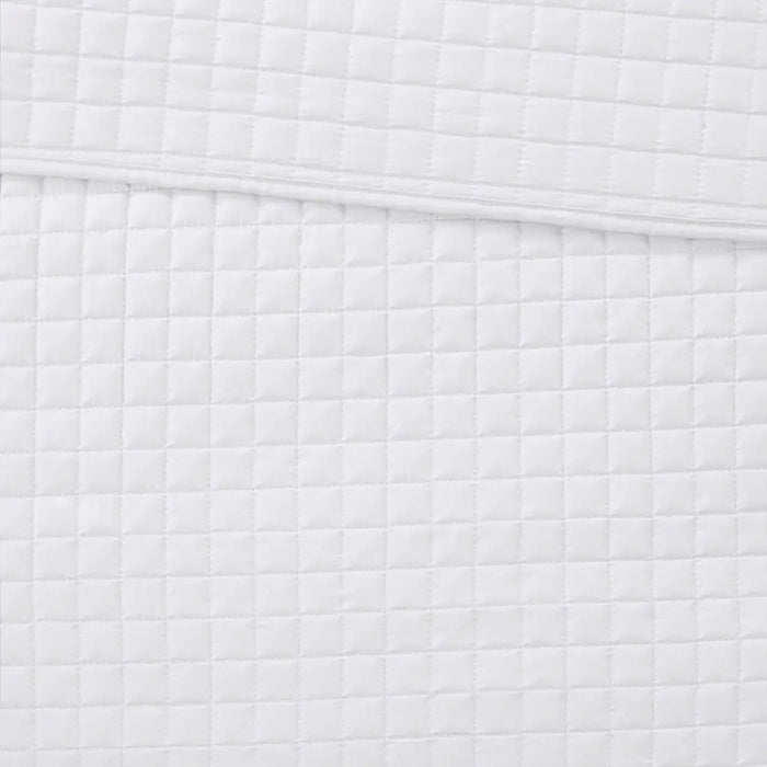 CHECKERED QUILTED 3-PIECE REVERSIBLE COVERLET SET, WHITE