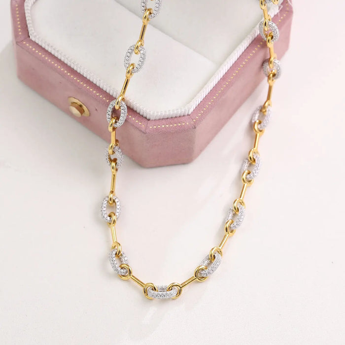 CLASSIC OVAL HORSEBIT CHAIN NECKLACE IN GOLD DIPPED STERLING SILVER