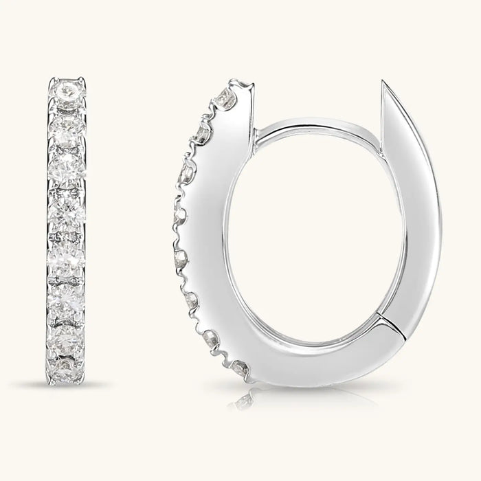 14K SOLID GOLD SMALL HUGGIE HOOP EARRINGS WITH DIAMONDS